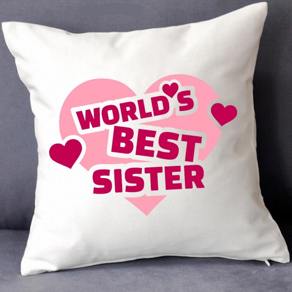 GRABADEAL Worlds best Sister Cushion Gift for Rakhi and Raksha Bandhan